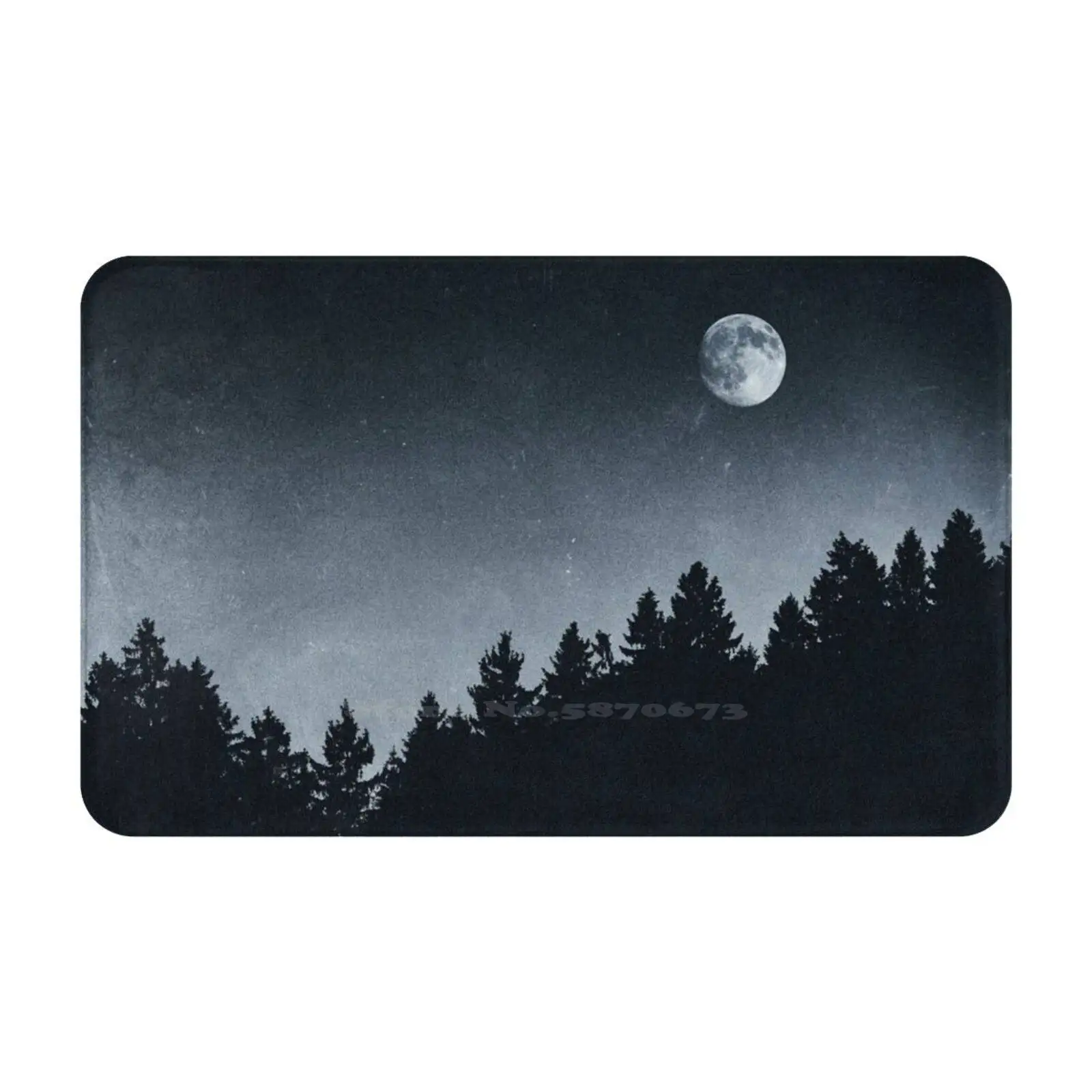 Under Moonlight Soft Cushion Car Home Carpet Door Mat Black And White Landscape Mood Forest Mountains Adventure Astrology Signs