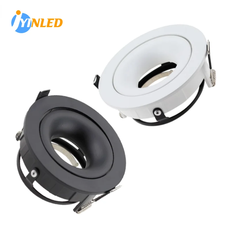 Round Black White Recessed Ceiling Lamps Holder Suit GU10 MR16 Socket Base LED Spot and Halogen Built-in Spotlights Interior Dec