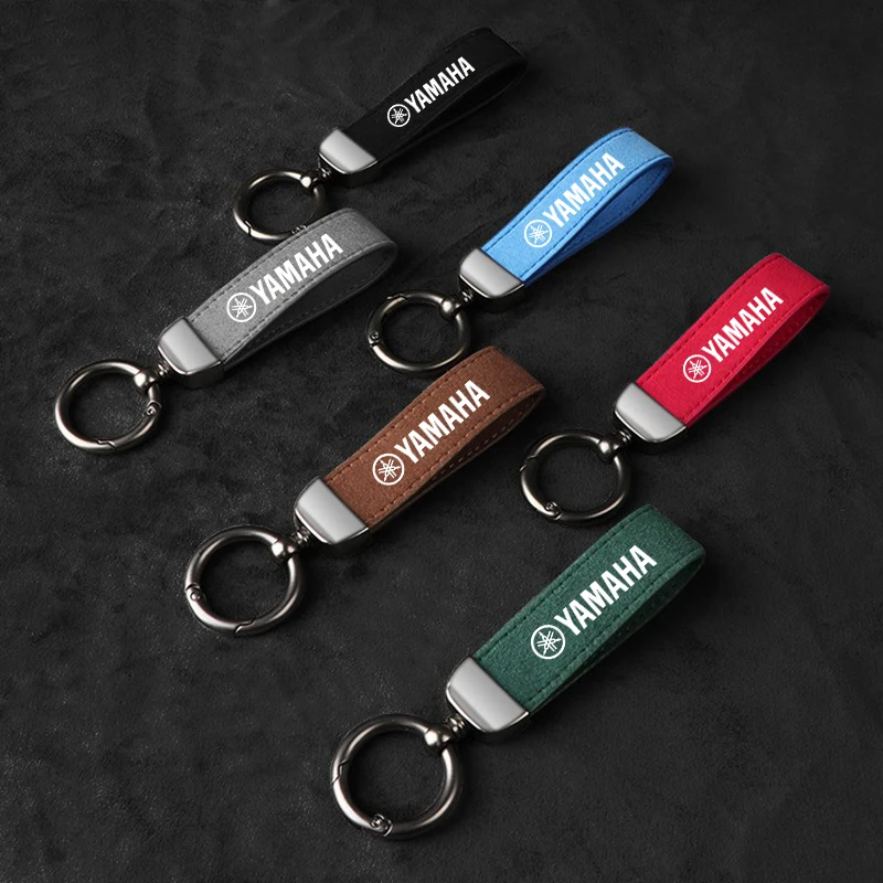 Suede Leather Car Keychain Pendant Motorcycle Key Ring Chain Hanging Men Gift For Yamaha R1 R3 R25 Mt-09 Mt07 Fazer Fz6 Xj6 R15