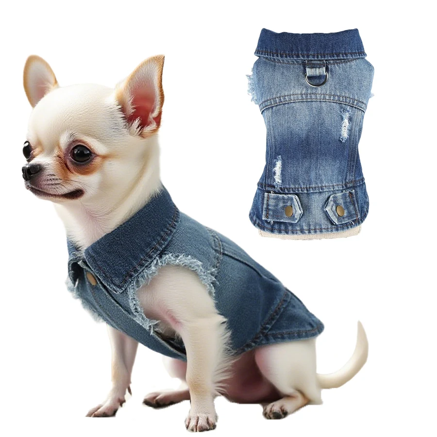 

Denim Dog Clothes Deep Blue T-shirt Clothing For Small Medium Dogs Dachshund Bulldog Cowboy Puppy Clothes Shirt Pet Supplies