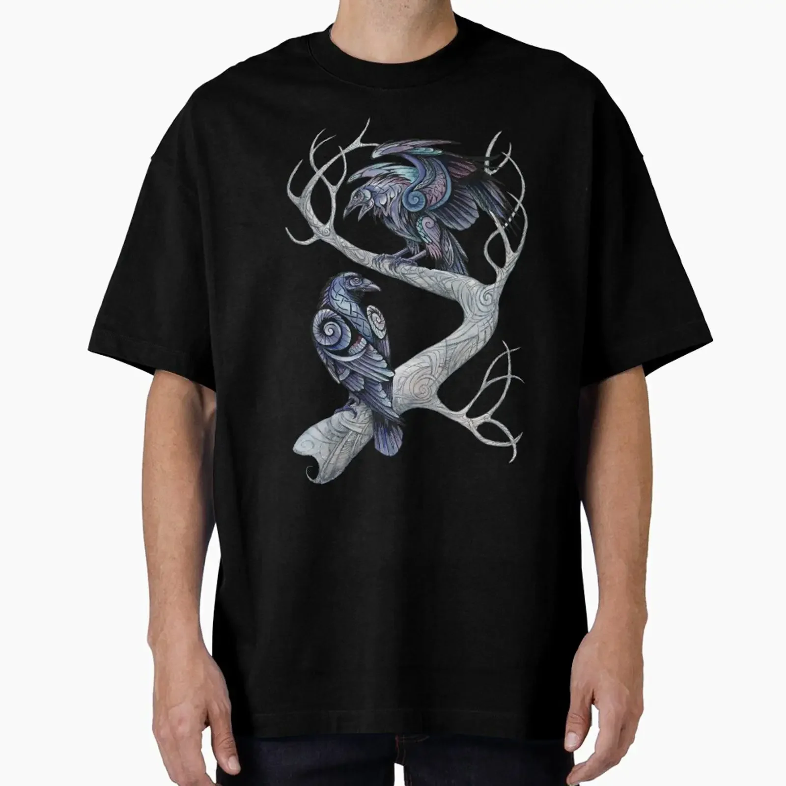 Hugin and Munin designed sold by AdamLew2 vintage Washed fashion Slightly designer clothes Versatile Soft homme Unisex Casual