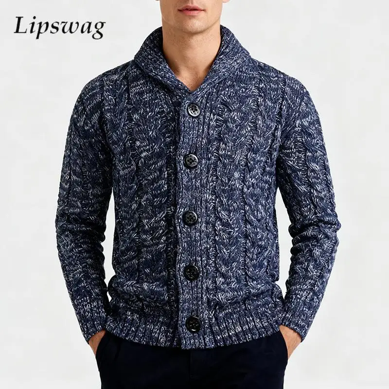 

Men's Casual Knit Cardigan Sweater Vintage Shawl Collar Button Down Long Sleeve Knitted Coat Warm Soft Fall Winter Outwear