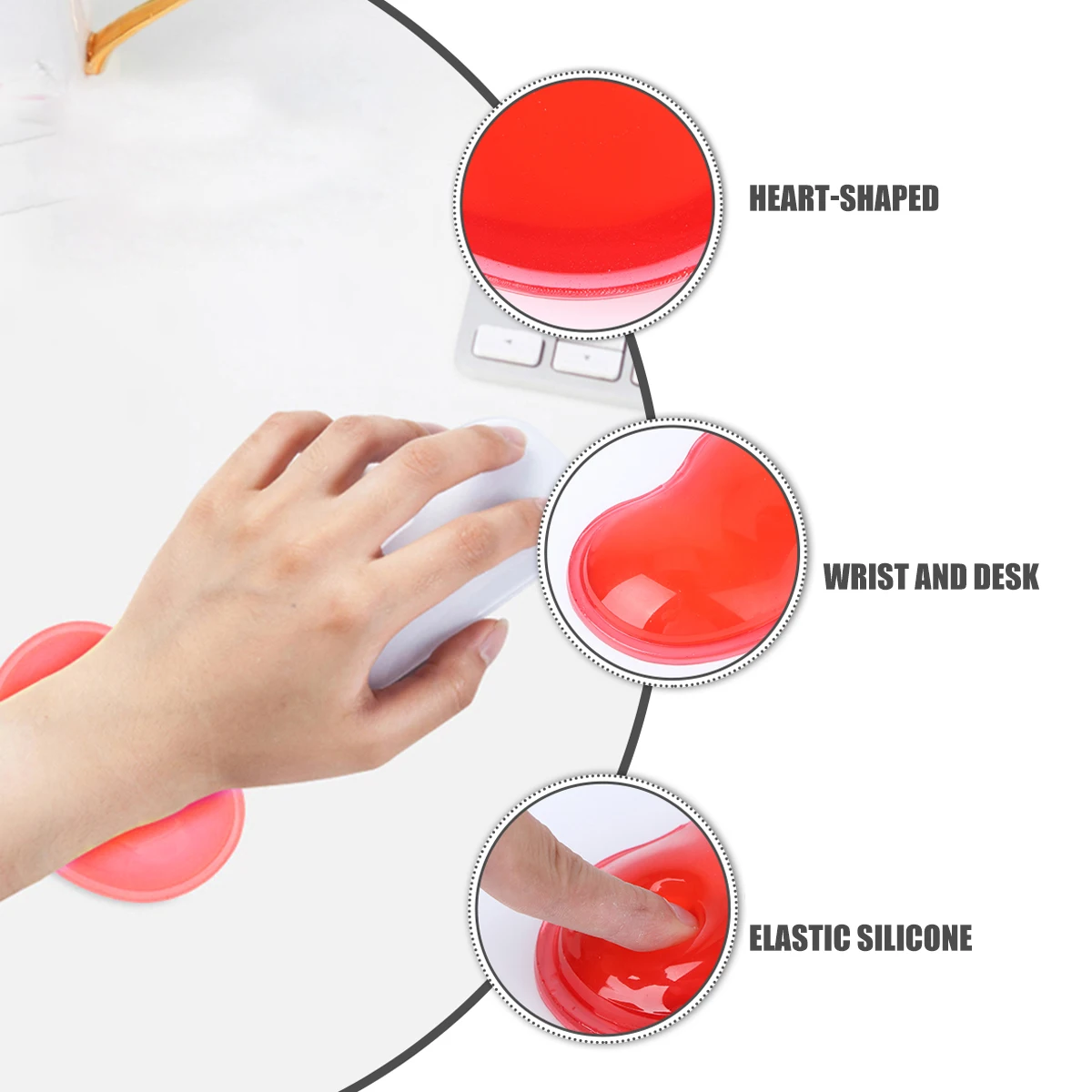 

Wrist Cushion Heart Shaped Mouse Pad Heart-shaped Keyboard Rest with Support Red Computer