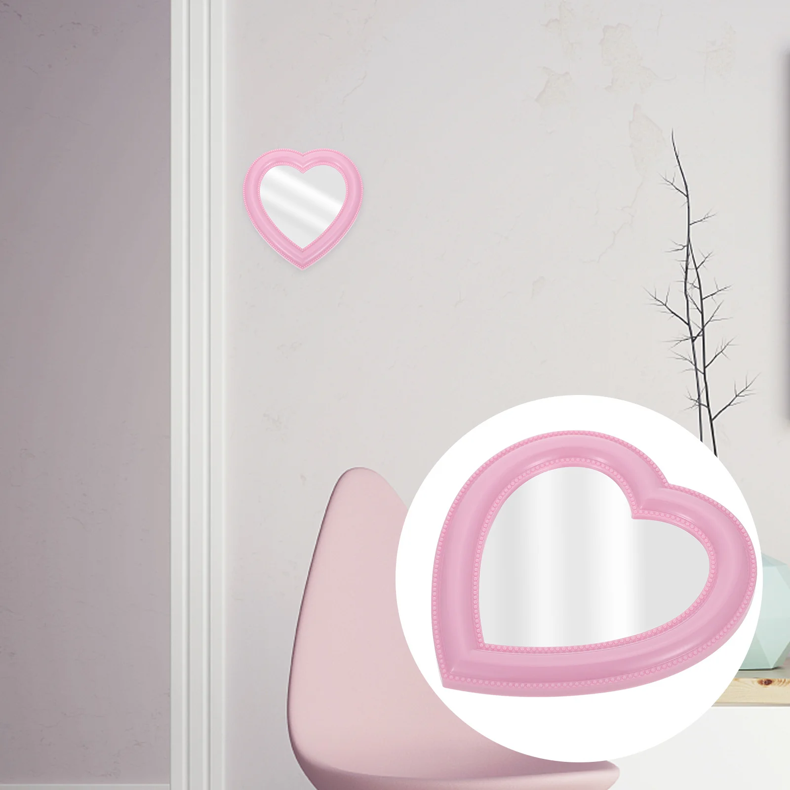 

1Pcs Heart-Shaped Makeup Mirror Retro Chic Design Wall-Mounted Desktop Clear Mirror for Women Gift Dresser Decor Use