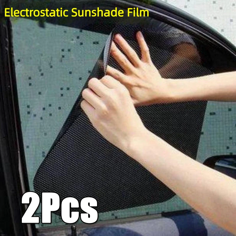 2Pcs Car Window Glass Film Electrostatic Sunshade Heat Insulation Privacy Protect Auto Interior/Exterior Sunshade Film Can Becut