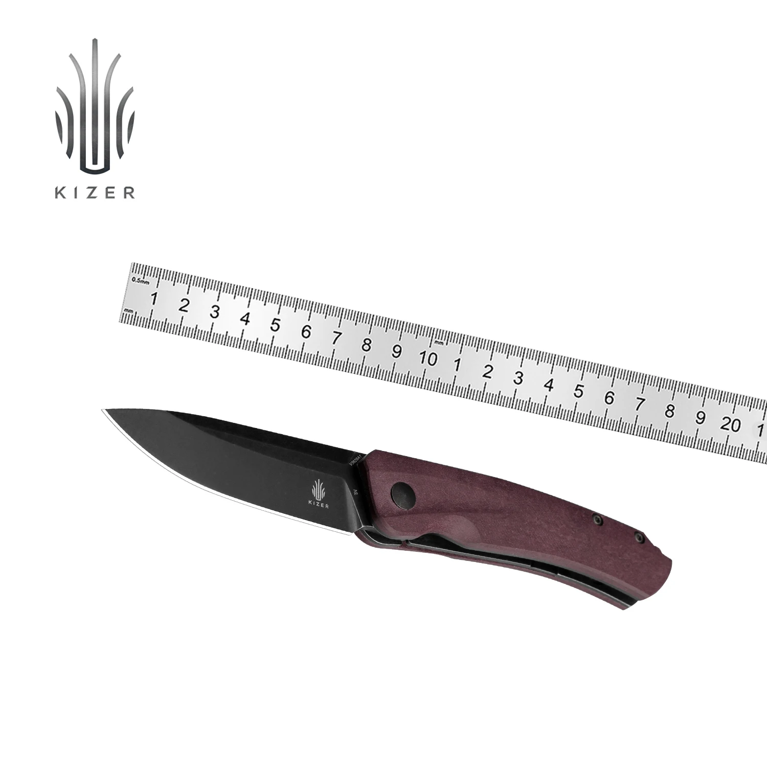 Kizer Folding Pocket Knife Agressor V3629A1 2023 New Red Richlite Handle with 3V Steel Blade Outdoor Bushcraft Knife