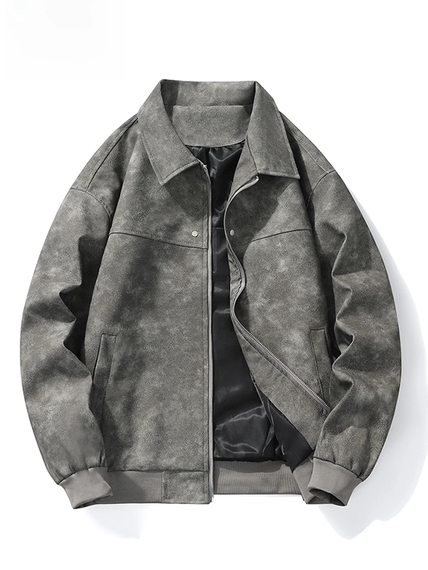 

Loose American Sle Baseball Jaet for Men Spring Autumn New Arrival Tonsion up Duo Outerwear Windproof Zipper Closure