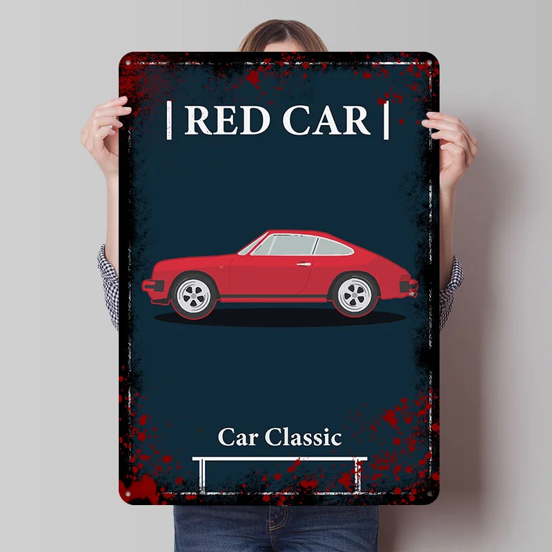 Rotes Oldtimer-Blechposter, individuelle Wandkunst, Vintage-Metallschilder, Retro-Blechplakette zur Dekoration, Heimdekoration, Raumdekoration