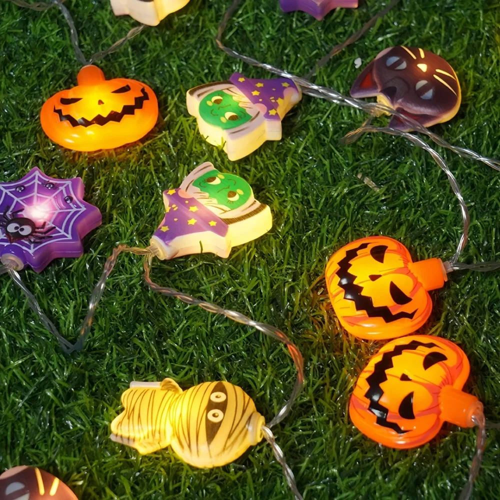 3M/1.5M Halloween Pumpkin Lantern String 20/10 LED Small Battery Box Colorful Lantern for Scene Decoration Ghost Festival Toys