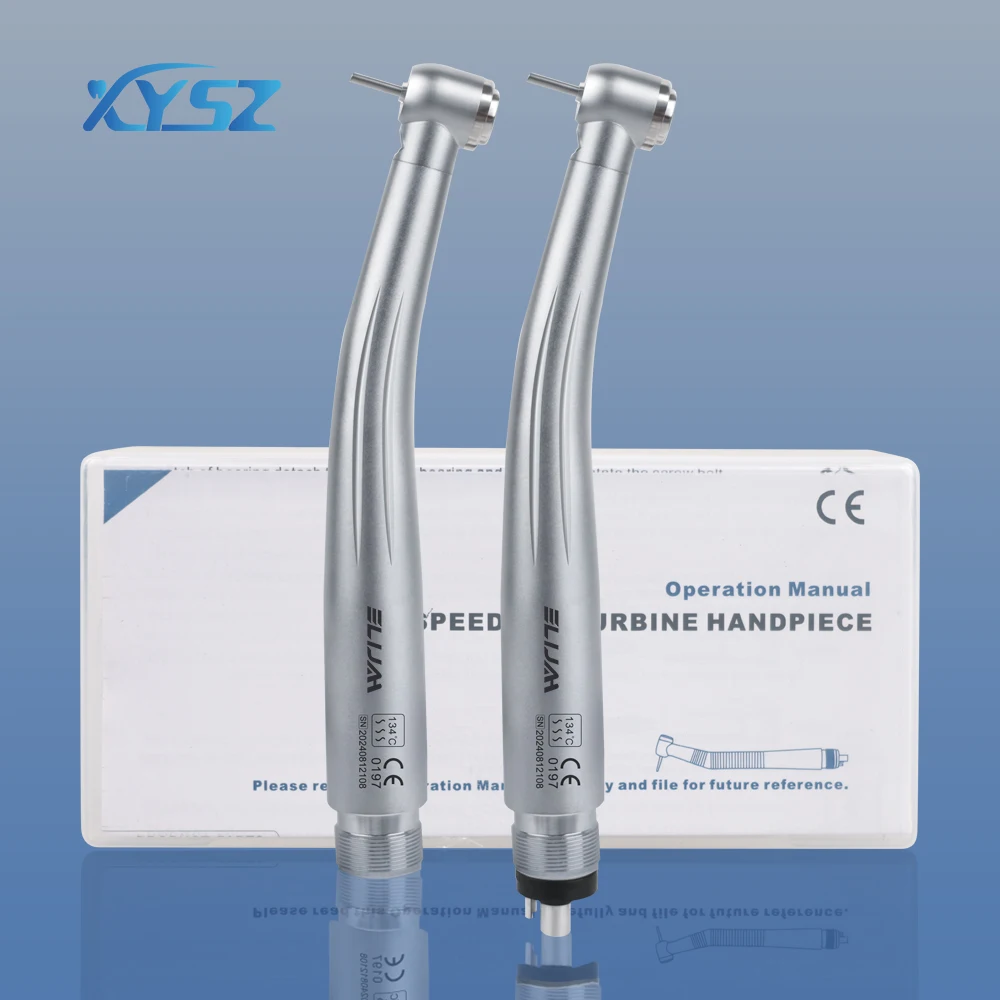 2/4 Holes Dental LED High Speed Handpiece Standard Head Push Button 3 Water Spray E-generator Self-Power Integrated Handpiece