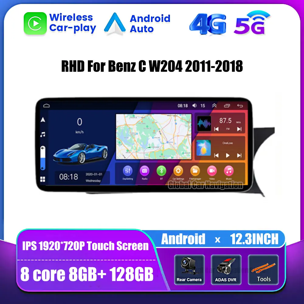 

RHD NTG 4.5 For Benz C W204 2011-2018 Android 13 Car Multimedia Stereo Radio Video GPS Navigation Monitors Carplay 12.3 Inch