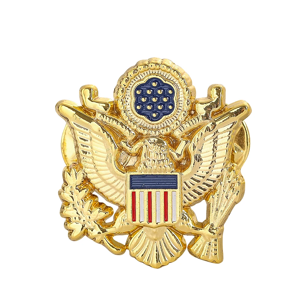 Stainless Steel USA Emblem Brooch Classic American Eagle Enamel Lapel Pin for Bag Clothes Jacket Badge Fashion Statement Jewelry