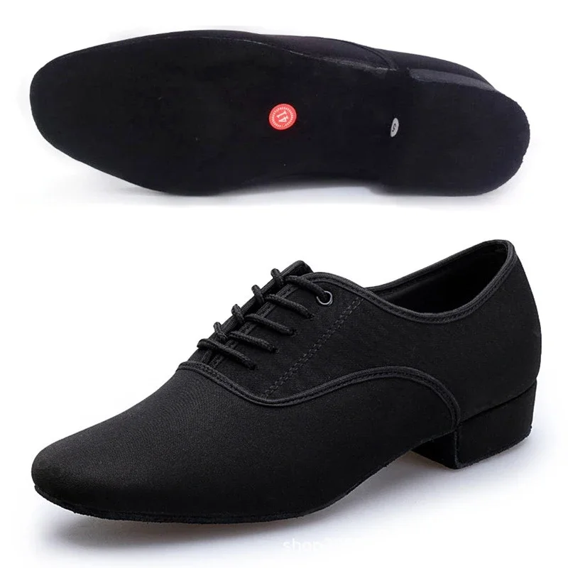 Sepatu kets Jazz Modern untuk pria, sepatu dansa Tango Ballroom hak rendah ukuran Plus, sepatu Salsa Latin atas Oxford hitam profesional