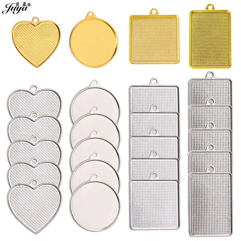10 sztuk/partia dwustronny wisiorek Cabochon baza 30mm/25x37mm wiele kształtów ustawienia tacy dla DIY akcesoria do wyrobu biżuterii