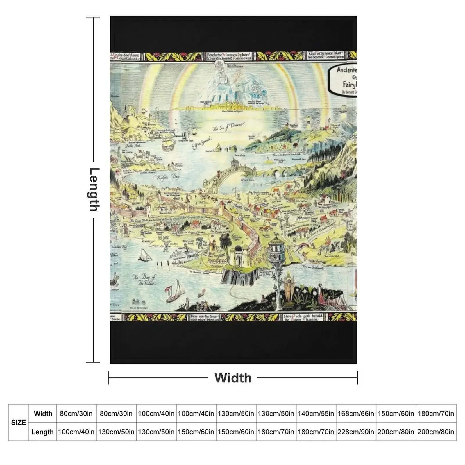 ANCIENTE MAPPE of FAIRYLAND : Vintage 1919 Painting Print Throw Blanket Tourist Beautifuls decorative Thins Blankets