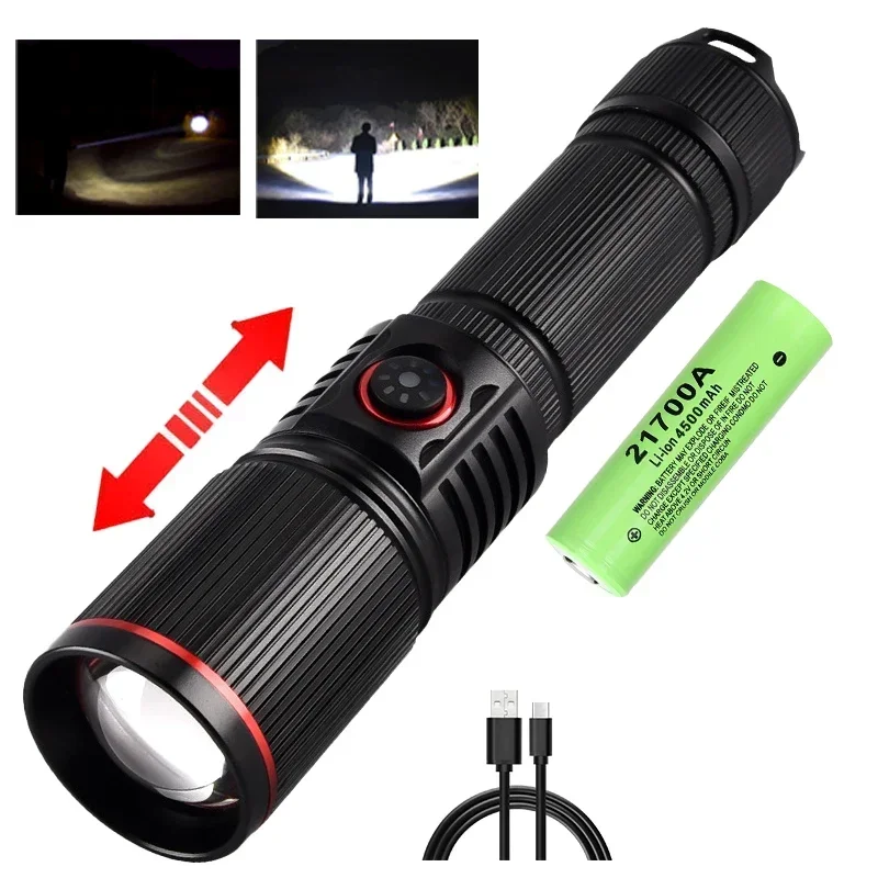 NEWBIRTH 30 W hohe helle LED-Taschenlampe, hohe Leistung, Typ C, wiederaufladbare Zoom-Taschenlampe, Camping, Outdoor, Jagd, Angeln, Wandern, Beleuchtungslampe 7