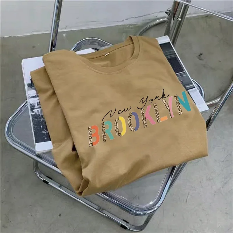 Summer Fashion Letter Rainbow Style Print Loose Comfortable Round Neck Short Sleeve Large Size Dress