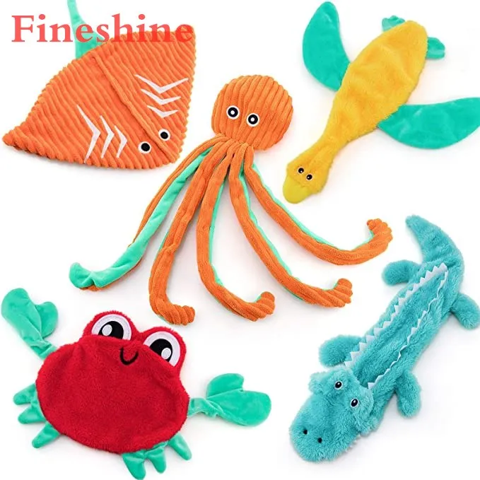 

Fineshine Dog Toys No Stuffing, 5 Pack Dog Squeaky Toys Durable Dog Chew Toy Set For Puppy Small Medium Large Dog