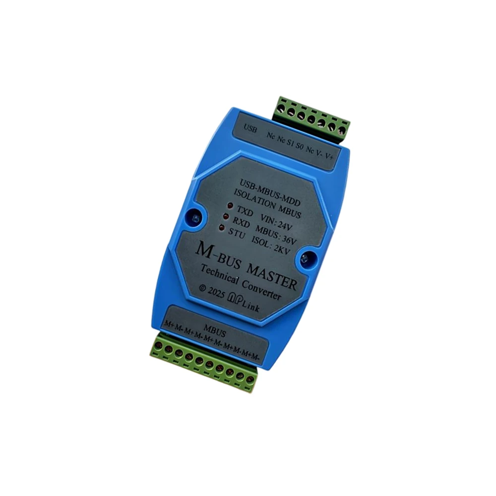 Industrial USB to M-Bus Master Full Isolation 350 Loads 300-19200bps 1KM for Water Gas Heat Meter Data Acquisition Support Win