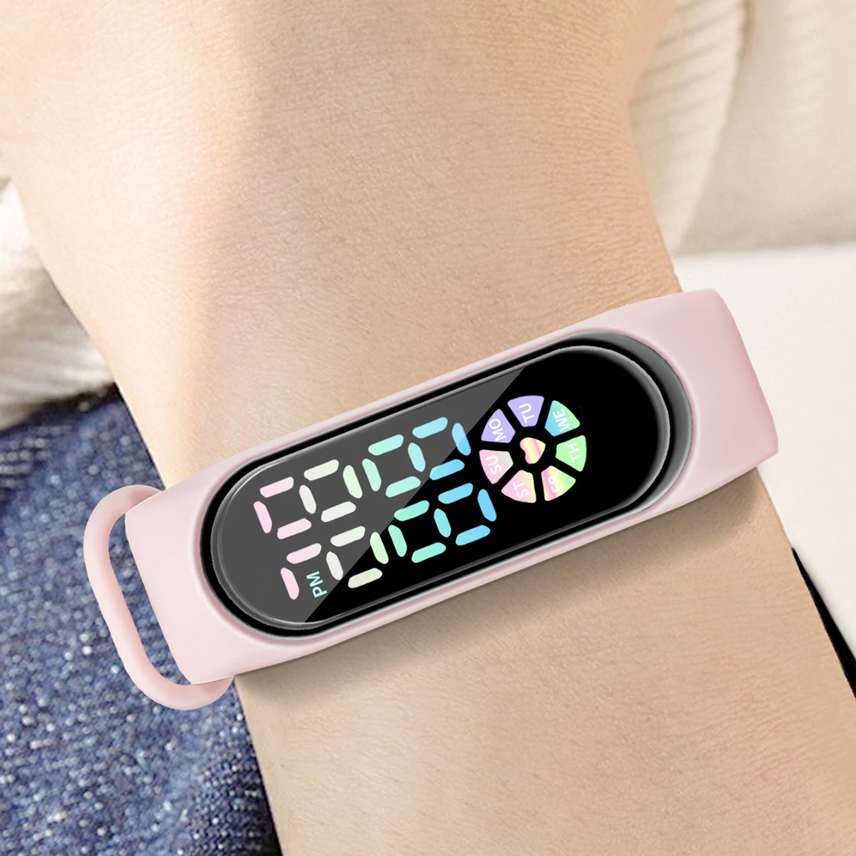 Children\'s Watch New Simple Sports Colorful Bracelet Boys and Girls Leisure LED Student Bracelet Festival Gift