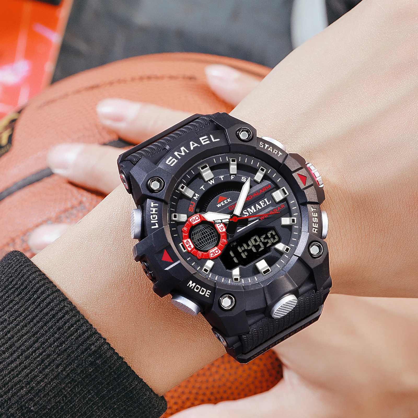 SMAEL Fashion Sport Watches Men Shock Resistant 50M Waterproof Wristwatch LED Alarm Stopwatch Clock Military 8040 Men Watch