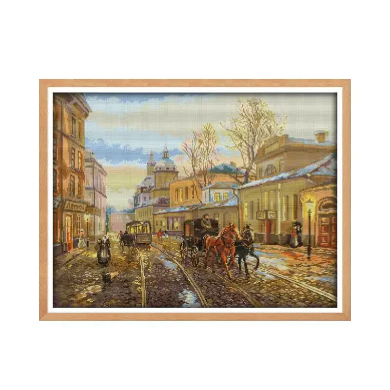 

Уличные виды 7 набор для вышивки крестом Aida 14ct 11ct счет печатные холст стежки вышивка DIY рукоделие ручной работы