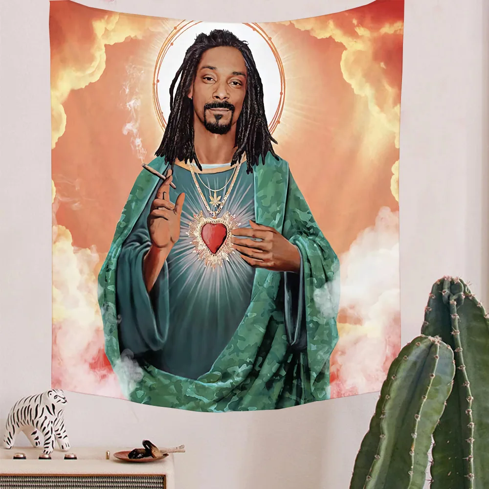 Holy Figures Rapper Snoop Dogg Tapestry Jesus Tapestry Aesthetic Bedroom Decor Carpet Background Cloth Dorm Carpets Yoga Mats