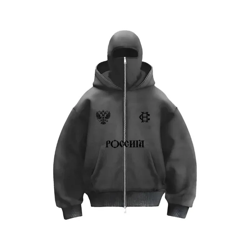 Y2k nova moda duplo design com capuz jaqueta hip hop rua zíper moletom com capuz para homem gótico harajuku moletom para mulher