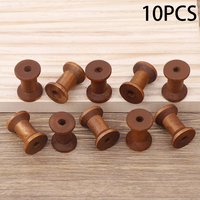 10Pc Vintage Wooden Spools DIY Reels Organizer For Sewing Ribbons Twine Wood Crafts Tools Thread Wire Spool Needlework Supplies