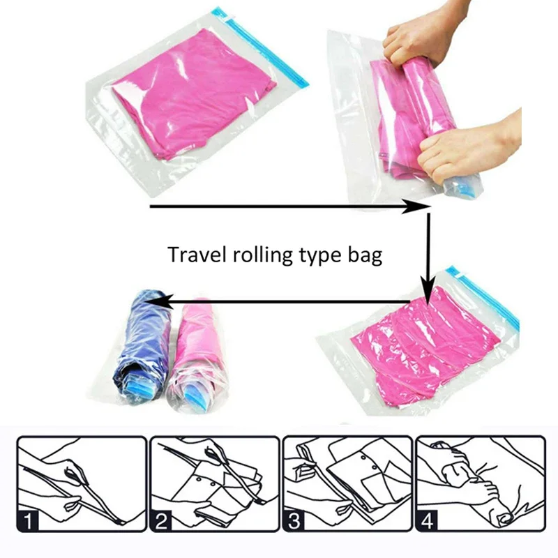 Vacuum Storage Bags for Clothes Quilt Down Jacket Travel Home Organizer Saving Closet Space Vacuum Seal Compression Bag