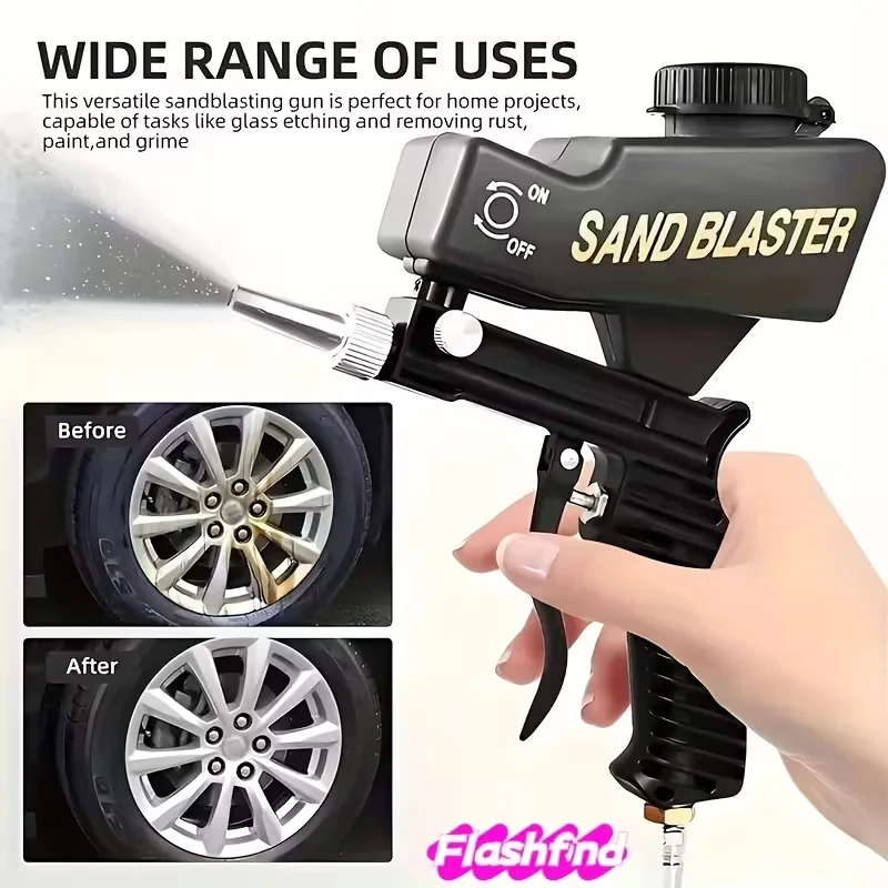 Anti-Slip Handheld Sandblaster - Ideal for DIY Projects, Home Repairs & Outdoor Use, Works with Air Compressor to Remove Rust/Oi