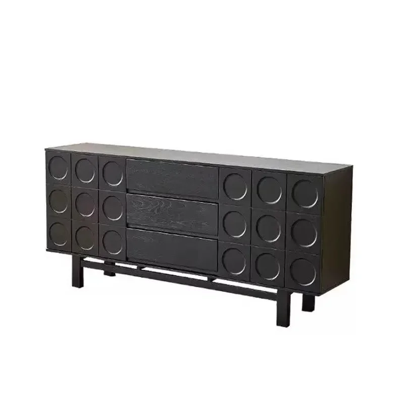 French retro solid wood dining side cabinet, living room storage cabinet, wall locker