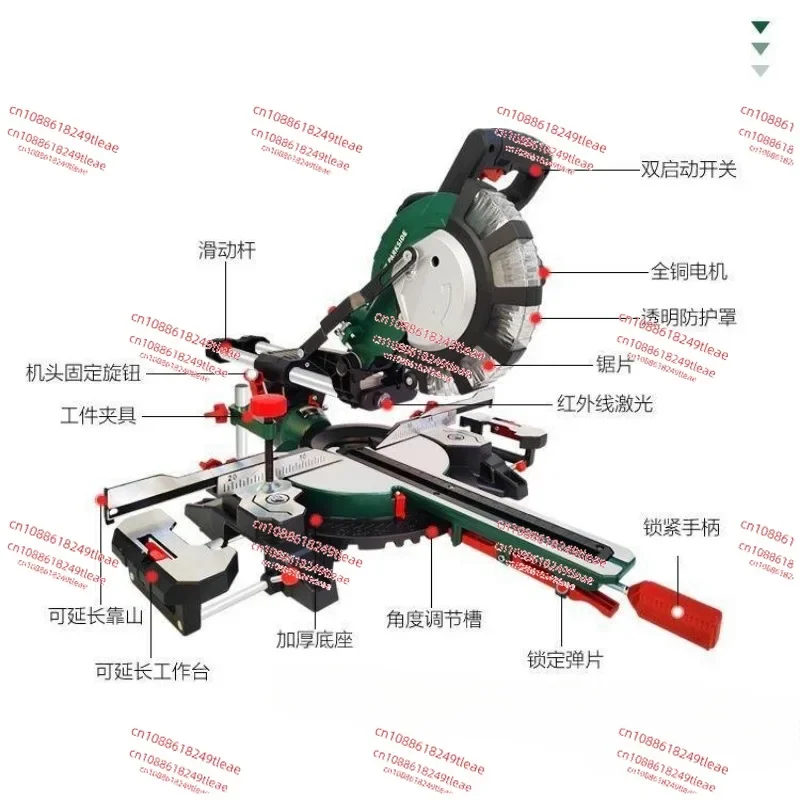 Table Saw Cutting Saw Pull Rod Miter High Precision Saw Aluminum Machine Stone Steel Metal Wood Cutting Tool 2300W 220V