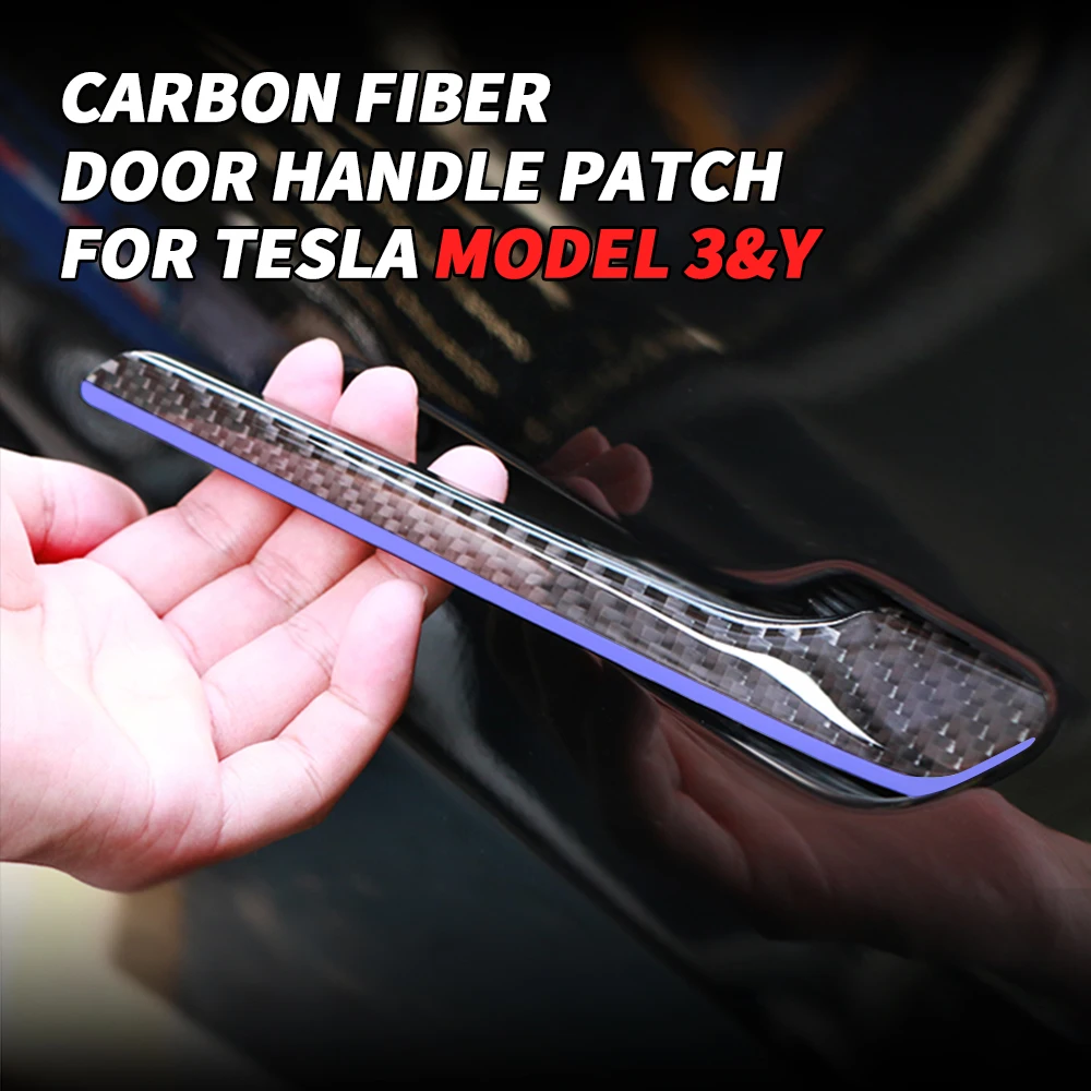 

Carbon fibre 4Pcs Car Door Handle Protectors Stickers Accessories For Tesla Model 3 17-22 For Tesla Model Y 22-23 Anti-scratch