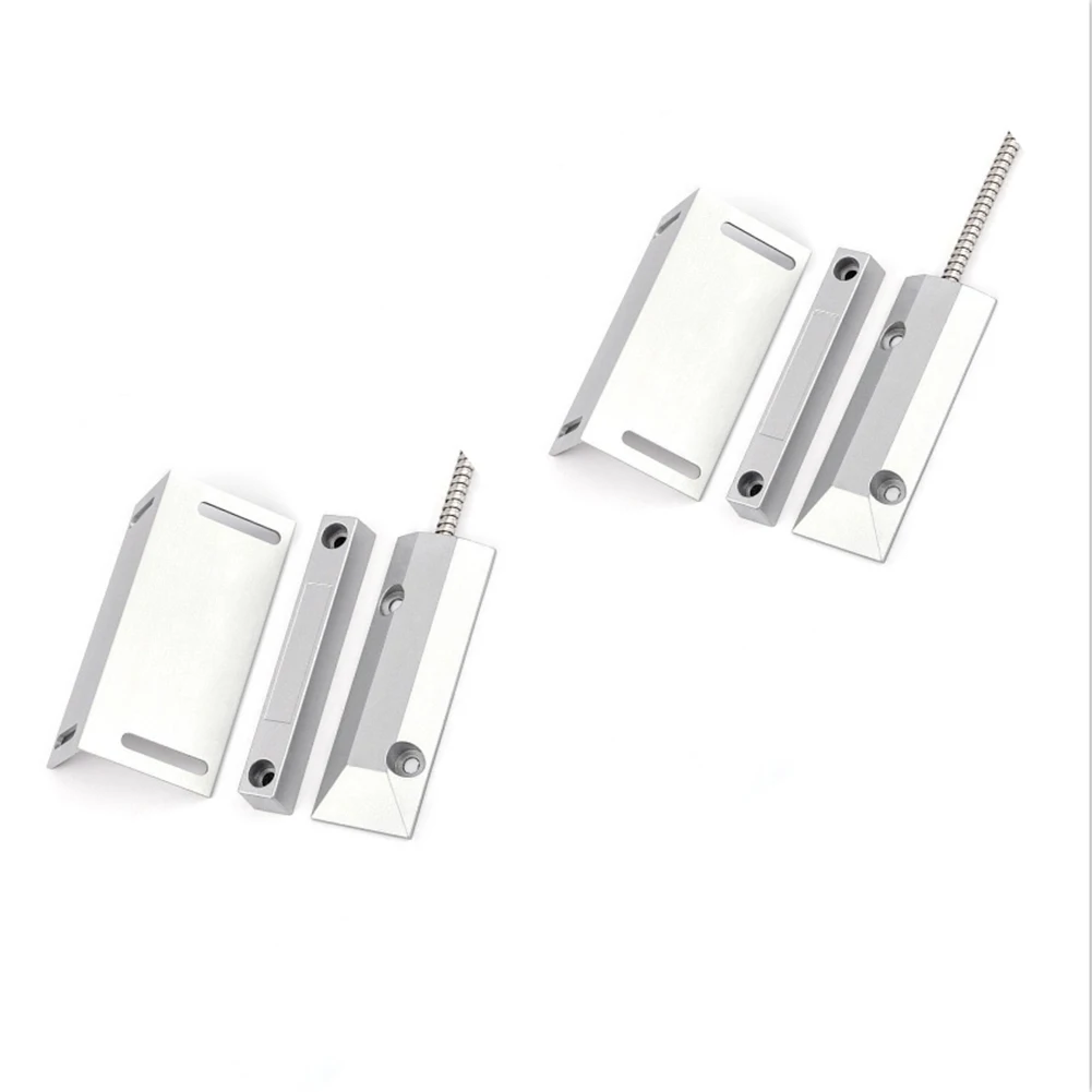 2 conjuntos com fio magnético porta da garagem interruptor de contato sensor de alarme com suporte ajustável para persianas de rolamento e para portões