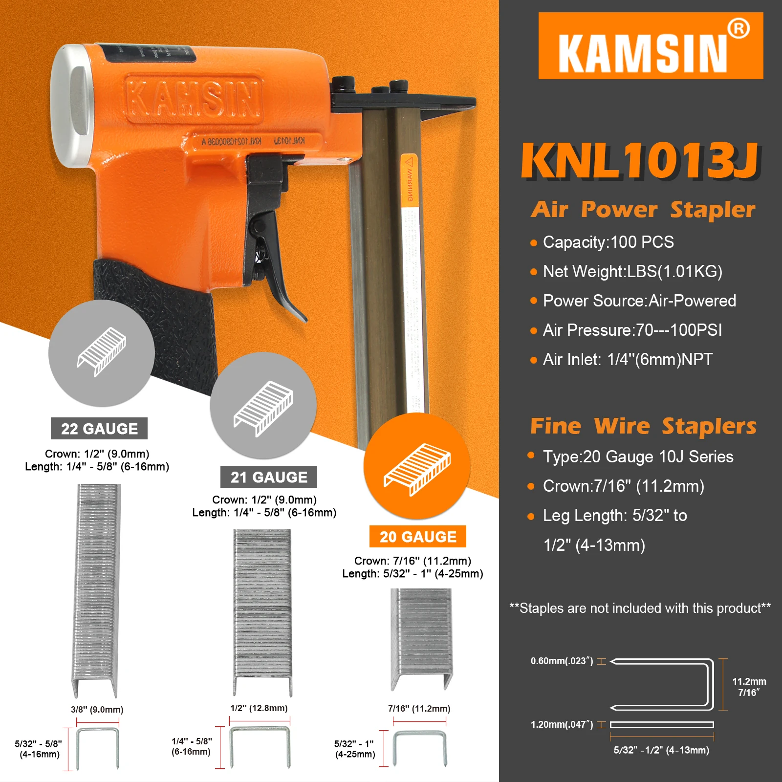 KAMSIN KNL1013J 20 <b>Калибр</b> <b>10</b>J серия пневматический степлер с длинным журнал...