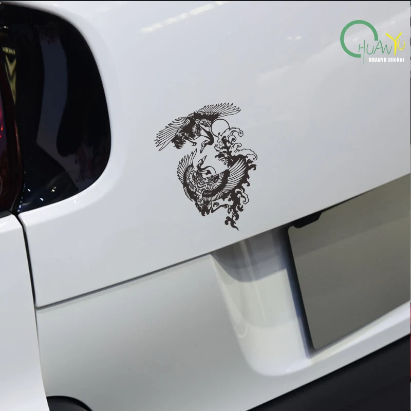 Yin Yang Double Phoenix Totem Car Sticker; Phoenix Body Decal; Motorcycle Fuel Tank Personalized Decorative Sticker