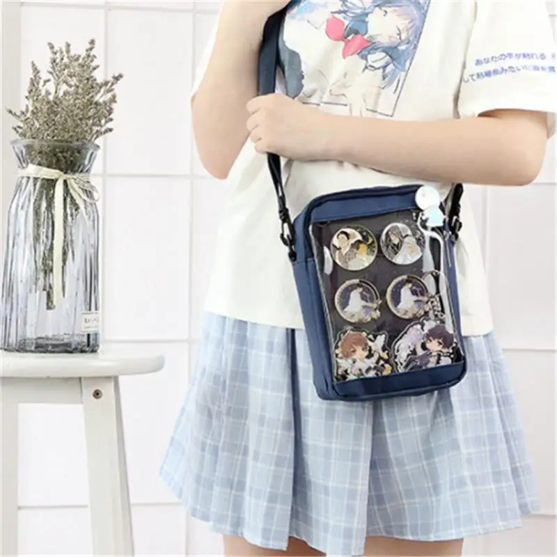 Japanese transparent small square pain bag diagonal ita bag one shoulder portable canvas baby bag casual wild fashion handbag