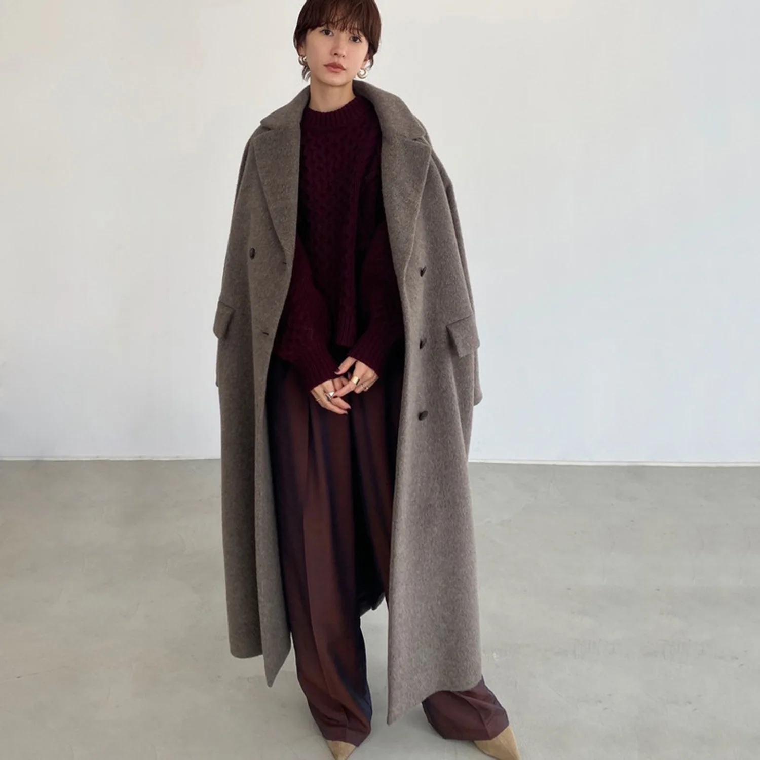 Allingentle Woolen Long Women Blazer Elegant Long Jacket Lauxary Coat for Casual Daily Outfits Customize