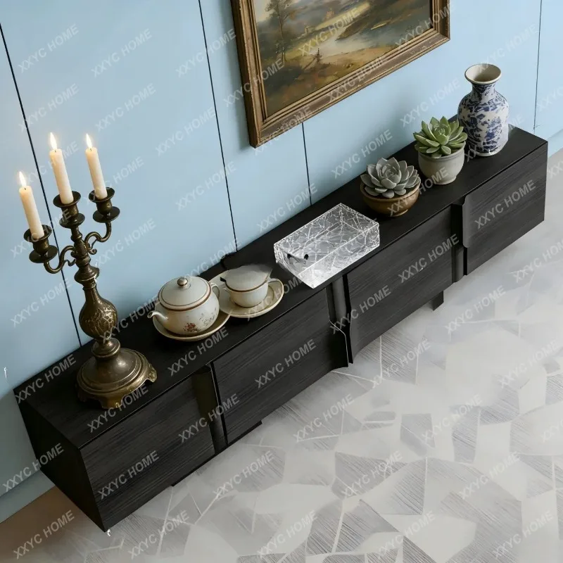 XXMedieval paint TV cabinet black floor-to-ceiling audio-visual cabinet
