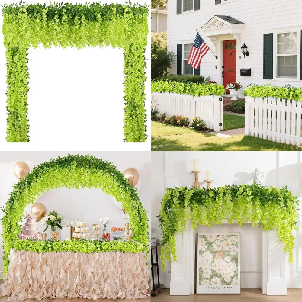 

Набор из 10 штук: Искусственные шелковые гирлянды из глицинии длиной 2,2 м для декора, имитирующие зеленые цветы глицинии, подвесные лианы для свадеб, вечеринок, для использования в помещении или на улице