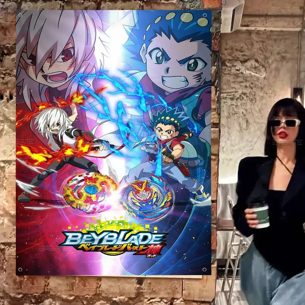 Cooles B-Beyblade Burst Banner Kunstdruck japanische Wandflagge Anime Wandbehang Home Decor
