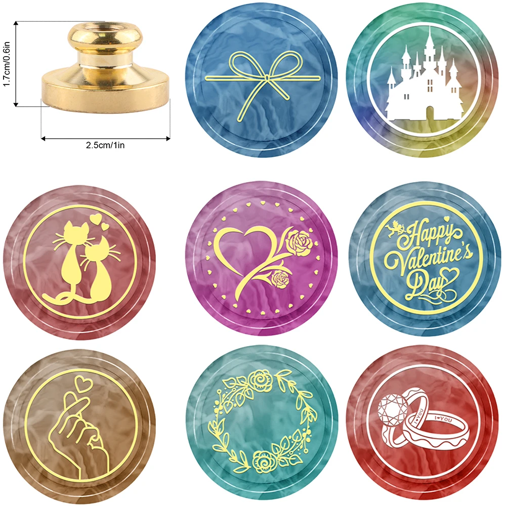 Heart Rose Ring Bow Happy Valentine's Day Wax Seal Stamp Head Cat Castle Sealing Stamper for DIY Wedding Greeting Cards 2024 New