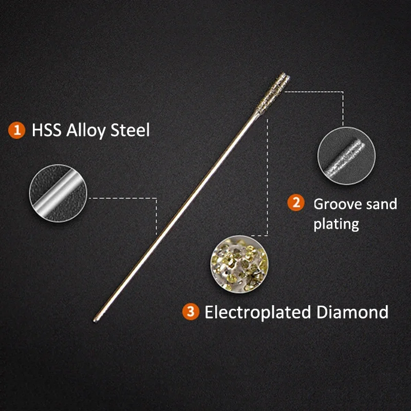 2-100 pz 0.8-2.4mm Diamante Rivestito Punta da trapano Punte Solide Ago Per Gioielli In Ceramica Giada Agata Ambra Pietra Ceramica utensili elettrici