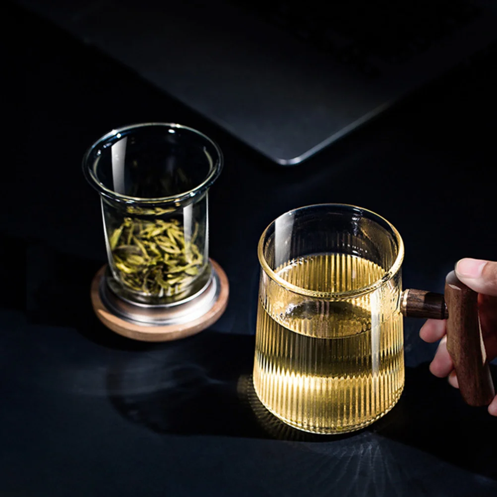 

Tea Cup Glass Mug Infuser Loose Steeper Lid Clear Tumbler Pitcher Teapot Practical Home Office Cafe Restaurant Gift