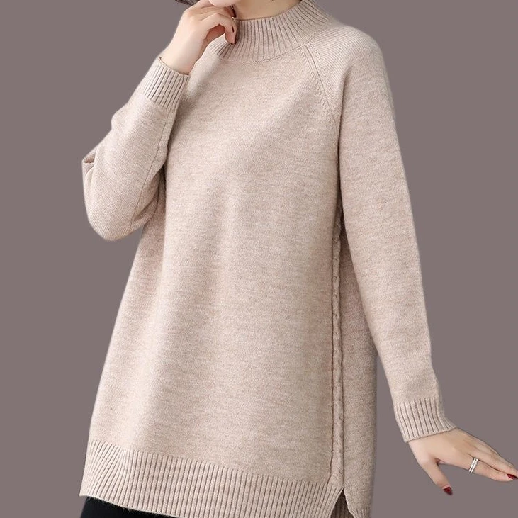 Pull à manches longues et col rond pour femme, optique d'hiver, pull épissé pour femme, vêtements de bureau pour femme, T353