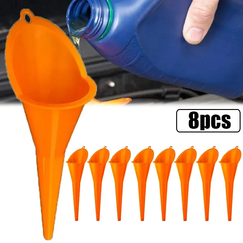 

8PCS Plastic Long Stem Anti-splash Funnel Car Oil Fuel Filling Tools Car Diesel Fuel Kerosene Gasoline Funnel Auto Accessories