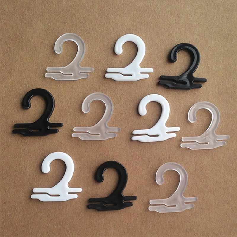 1000pcs Plastic Sock Hangers PP Socks Hook Portable Hanger for Stocking Packaging Black White Translucent