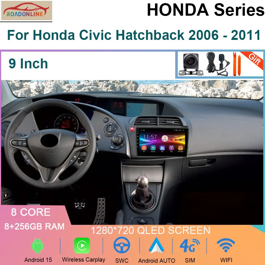 

Автомагнитола Android 15 (8+256 ГБ) для Honda Civic Hatchback 2006-2011: Мультимедиа, Видео, Навигация, Стерео, DVD, Carplay