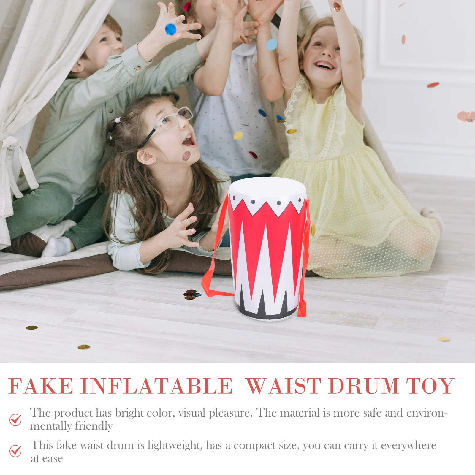 กลองคาดเอวเป่าลม 3 ชิ้น เครื่องดนตรีเด็กเล่นสำหรับงานปาร์ตี้ ของขวัญเด็ก การแสดงบนเวที ของเล่นเสริมสร้างจินตนาการ